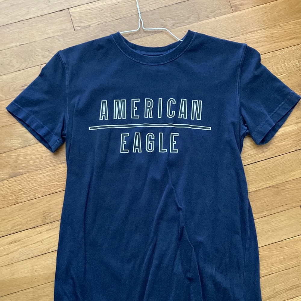 American Eagle Brand Short Sleeve T-shirt, Navy, Mens size XS